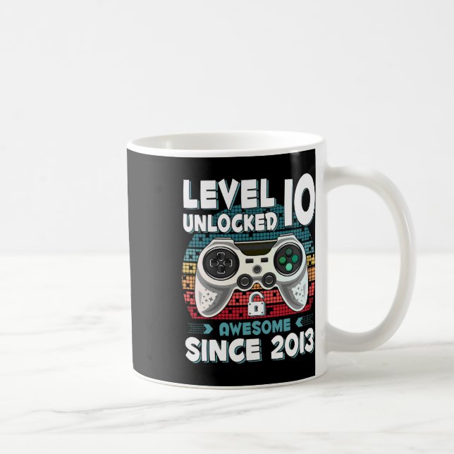 Caneca De Café Ten 10yr Bday Son Boy Funny Gamer 10th 10 Year Old (Direita)