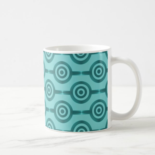 Caneca De Café Tendência Círculos Mug, Teal Dazzling (Direita)
