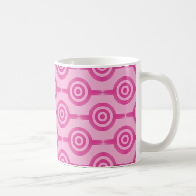 Caneca De Café Tendência Círculos, Rosa Quente (Direita)