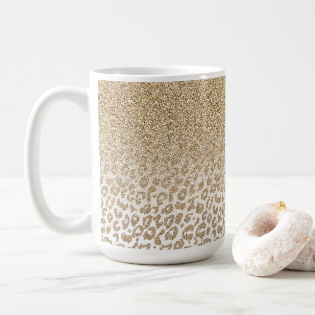 Caneca De Café Tendência Dourada de brilho e gradiente de impress (Com Donut)