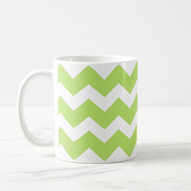 Caneca De Café Tendência moderna do padrão verde-quevron zigzag (Esquerda)