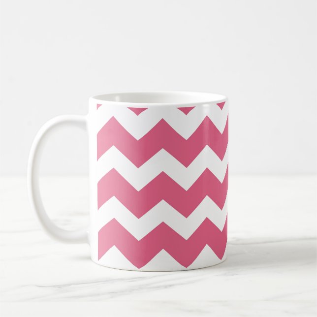 Caneca De Café Tendência moderna do padrão zigzag cor-de-rosa (Esquerda)