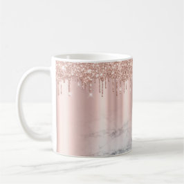 Caneca De Café Tendência Rosa Dourada Glitter Drivers Chic Marble