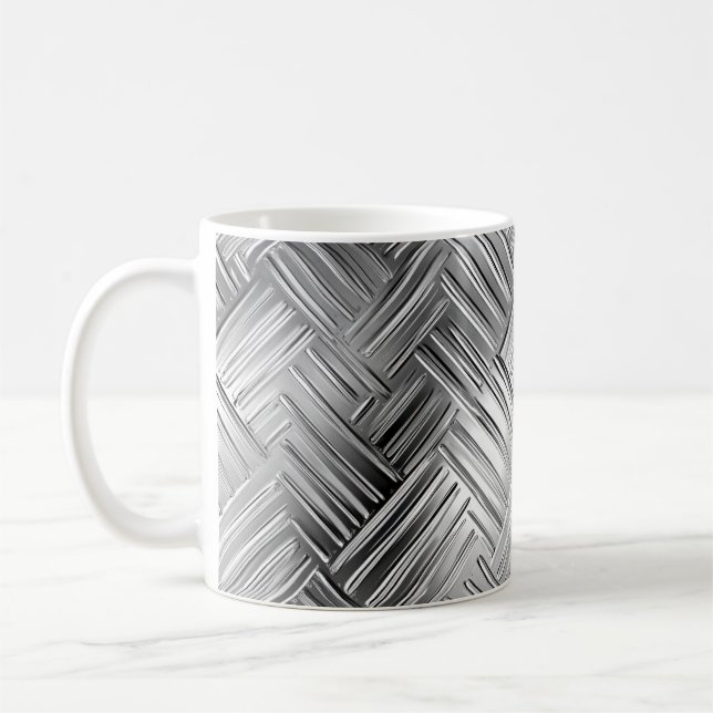 Caneca De Café Tendência Silver Textura Metálica (Esquerda)