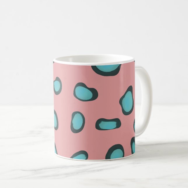 Caneca De Café Tendy Abstrato Rosa e Blue Leopard Spots (Frente Esquerda)