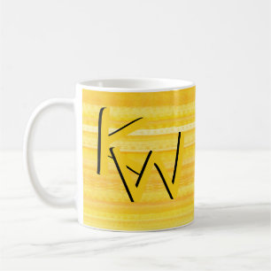 Caneca De Café Tendy Bright Sunshine Yellow Patterno Monograma