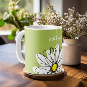 Caneca De Café Tendy Daisy Floral Illustração - limão e amarel