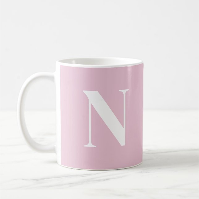 Caneca De Café Tendy Pink C52 e White Monograma Inicial Personali (Esquerda)