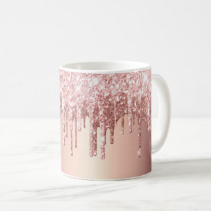 Caneca De Café Tendy Rosa Dourado Glitter Drives Gráfico