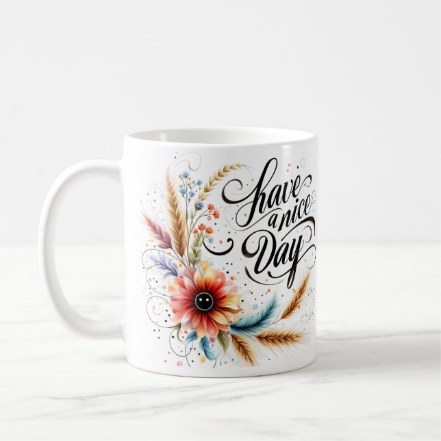 Caneca De Café Tenha um belo dia floral (Esquerda)