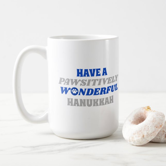 Caneca De Café Tenha um Hanukkah maravilhoso e pawsitivamente (Com Donut)