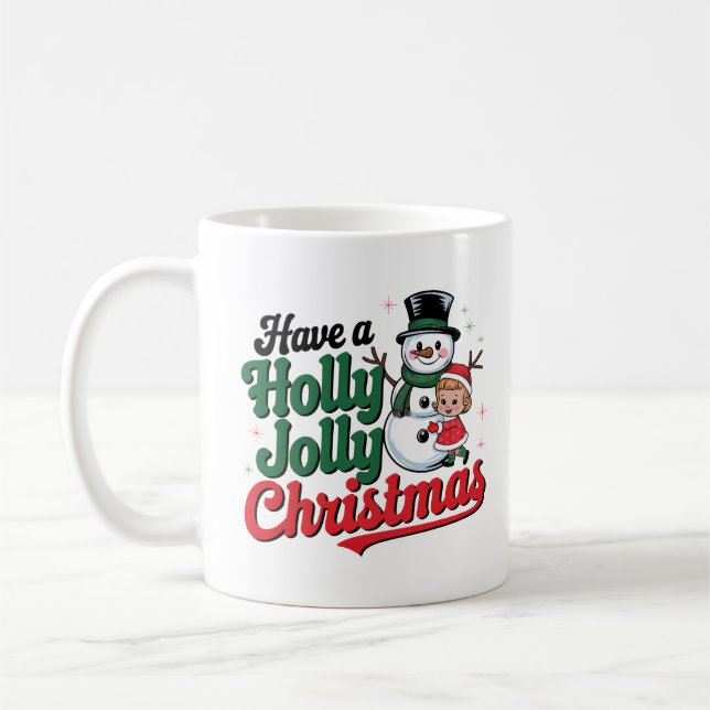 Caneca De Café Tenha um Natal Holly Jolly (Esquerda)