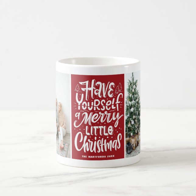 Caneca De Café Tenha uma Feliz de Foto de Natal Vermelho (Centro)