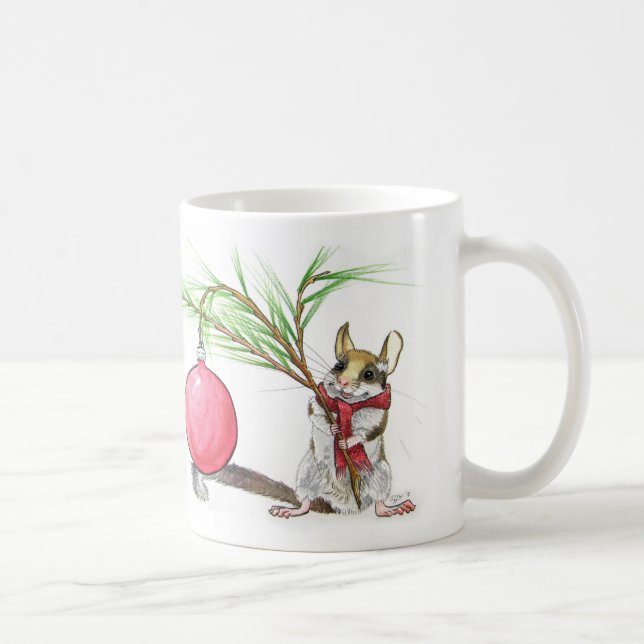 Caneca De Café Tenha você mesmo um alegre pouco rato do Natal (Direita)