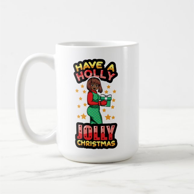 Caneca De Café Tenham um Natal Holly Pajama Melanin X-mas (Esquerda)