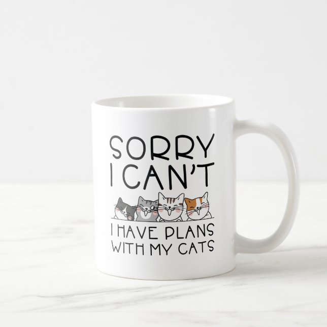 Caneca De Café Tenho Planos Com Meus Gatos (Direita)