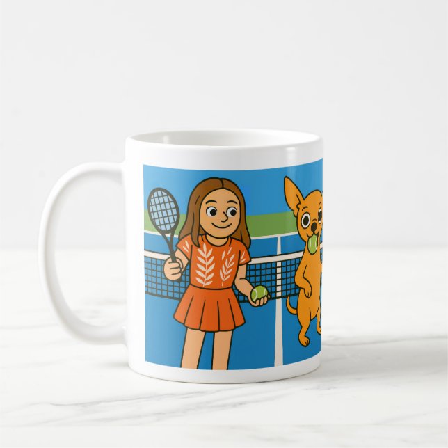 Caneca De Café Tênis com uma mulher e um chihuahua (Esquerda)