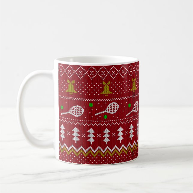 Caneca De Café Tênis Natal Doce Padrão Vermelho (Esquerda)