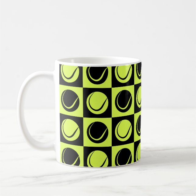 Caneca De Café Tennis Ball Checkered Seamless Pattern (Esquerda)