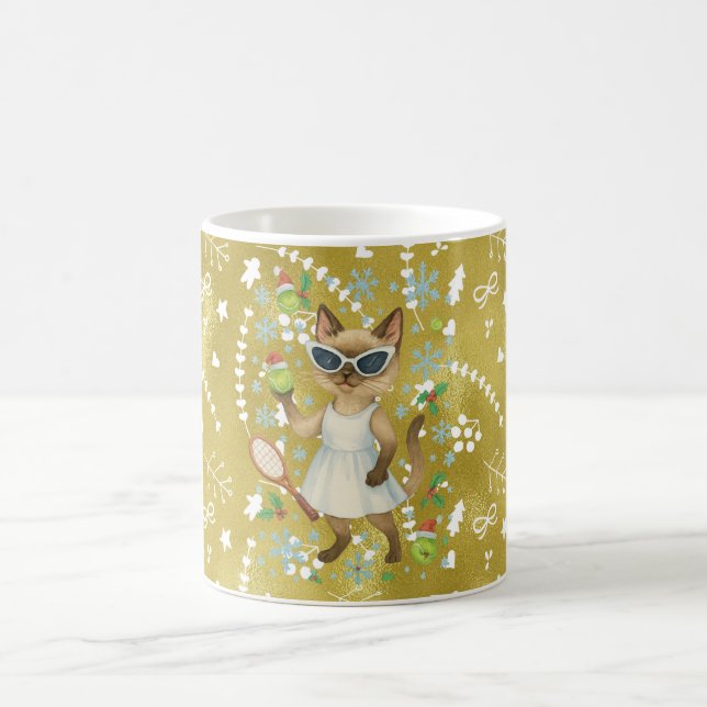 Caneca De Café Tennis Christmas themed for Cat Lovers (Centro)