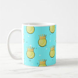 Caneca De Café Tennis Sports Rei Padrão em Fundo Azul 