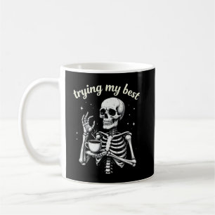 Caneca De Café Tentando ao Máximo Esqueleto Engraçado Café Hallow