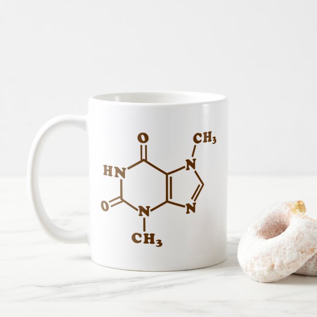 Caneca De Café Teobromina - Teobromina - Fórmula Química Molecula (Com Donut)