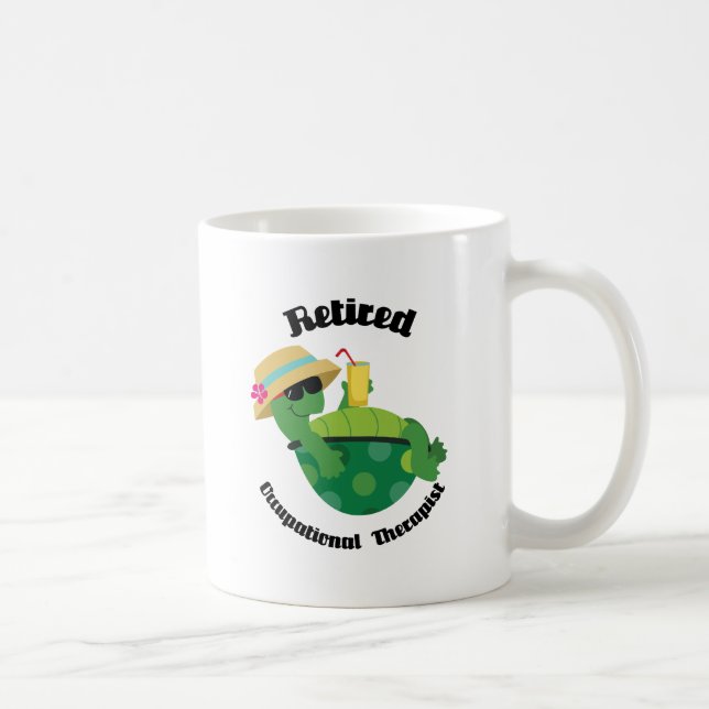 Caneca De Café Terapeuta ocupacional aposentado (tartaruga) (Direita)