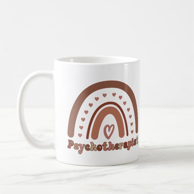 Caneca De Café Terapêutica Boho Rainbow Psicoterapeuta (Esquerda)