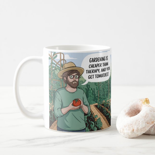 Caneca De Café Terapia do Jardim Encoste seu caminho para a felic (Com Donut)