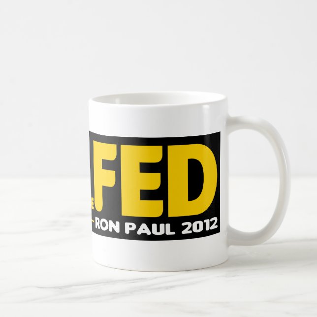Caneca De Café Termine o Fed! Ron Paul 2012 (Direita)