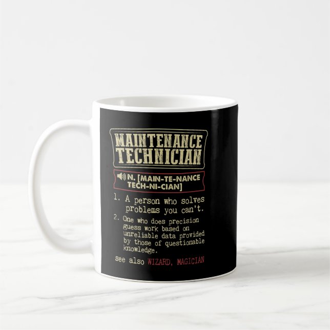 Caneca De Café Termo Definição de Dicionário do Técnico de Manute (Esquerda)