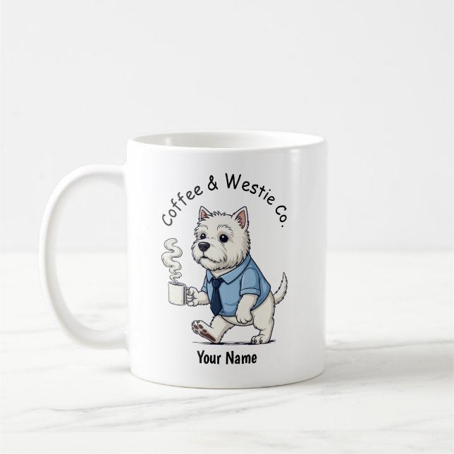 Caneca De Café Terno de Café para Cachorro Branco da Terranova Oc (Esquerda)