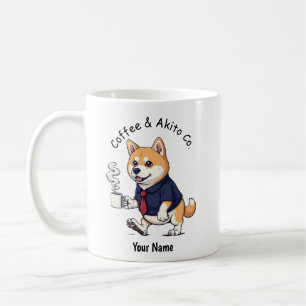 Caneca De Café Terno de Negócios de cachorro Akita engraçado Café