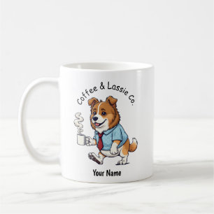 Caneca De Café Terno de Negócios de Cachorro Collie Engraçado Caf