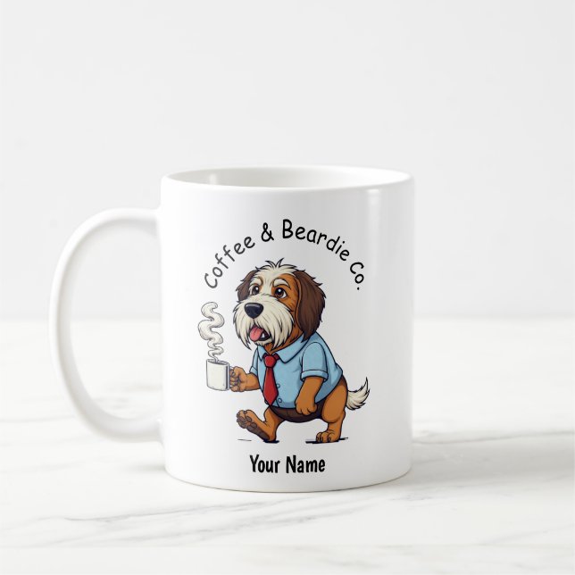 Caneca De Café Terno de Negócios de Cachorro Engraçado Bearded Co (Esquerda)