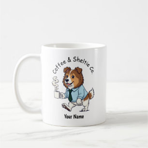 Caneca De Café Terno de Negócios Engraçado do Cão de Pastoreio de