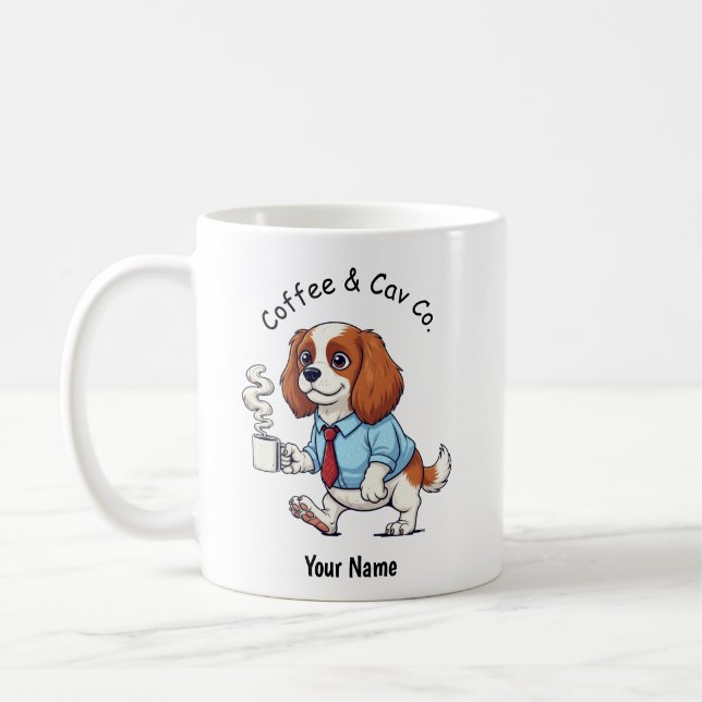 Caneca De Café Terno de Negócios Engraçado do Cavalier King Charl (Esquerda)