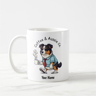 Caneca De Café Terno de Negócios Engraçado do Pastor Australiano