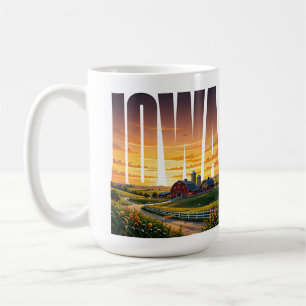 Caneca De Café Terra Agrícola Ondulada de Iowa Beleza da Pradaria