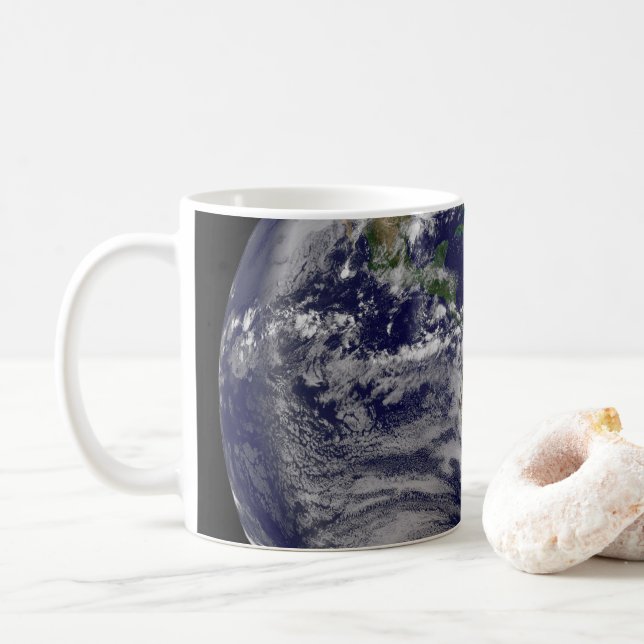 Caneca De Café Terra De cheio Com Tempestades Tropicais No Atlânt (Com Donut)