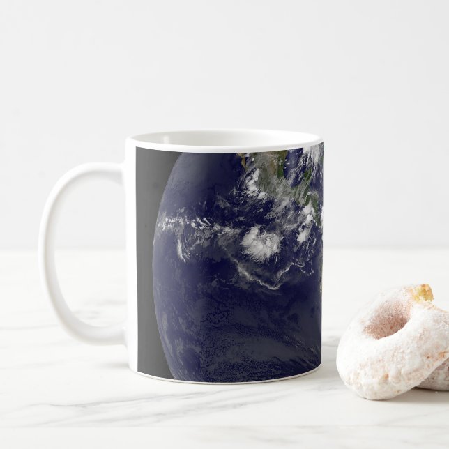 Caneca De Café Terra De cheio Mostrando Tempestades Tropicais No  (Com Donut)