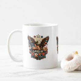 Caneca De Café Terra dos Patrióticos Águias Livres Vintage EUA In