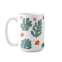 terra e mar: flores e plantas de padrão de rabisco