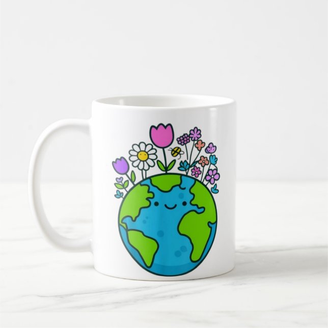 Caneca De Café 🌸 Terra Feliz em Flor 🌍 (Esquerda)