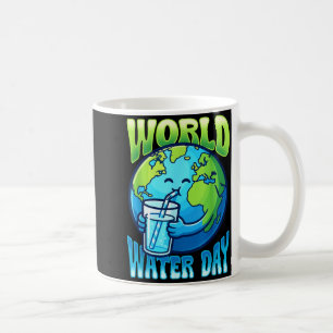 Caneca De Café Terra fofa bebendo água dia mundial da água