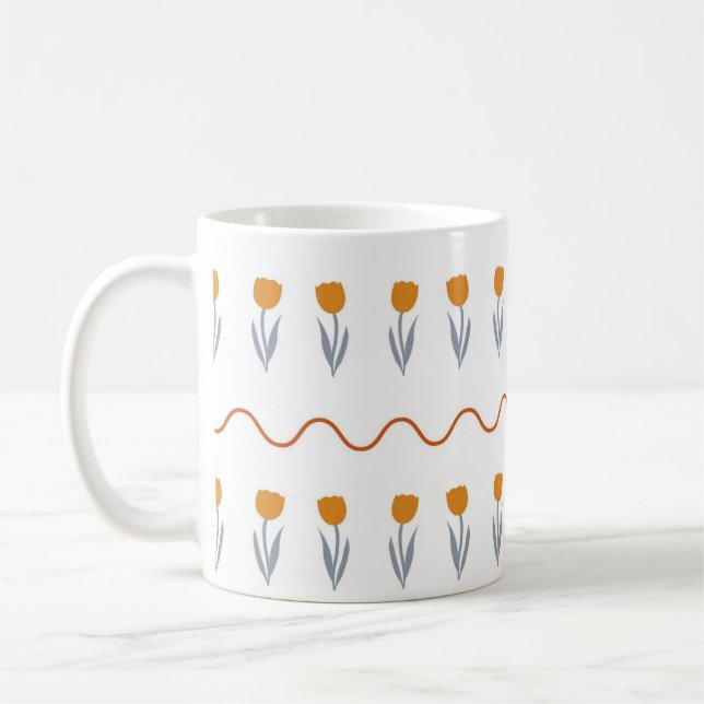 Caneca De Café Terraço Chic Terracotta Verde Tulipa Negrito Y2K (Esquerda)