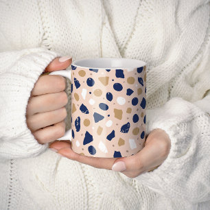 Caneca De Café Terraço Orgânico Moderno Mosaico de Pedra Abstra