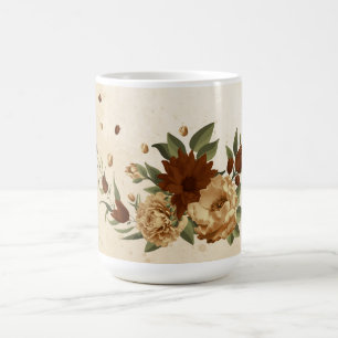 Caneca De Café terracota floral verde rústica