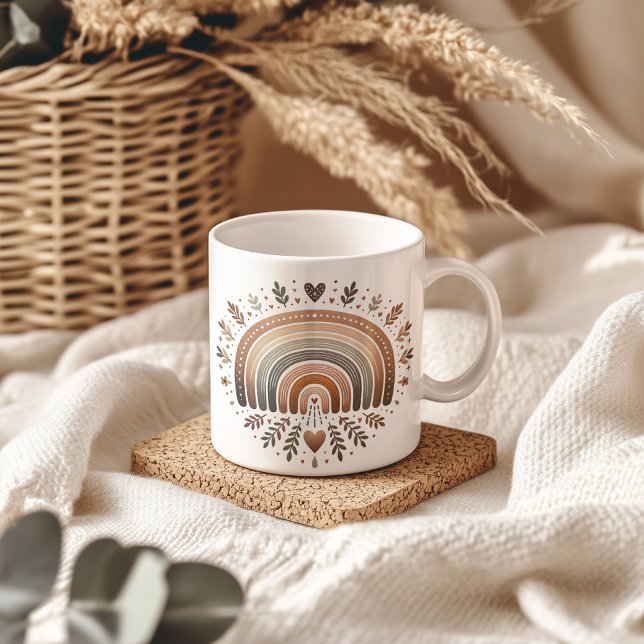 Caneca De Café Terracotta Boho Rainbow Mug (Criador carregado)